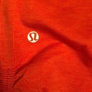 Lululemon Capri leggings, gathered sides, orange
